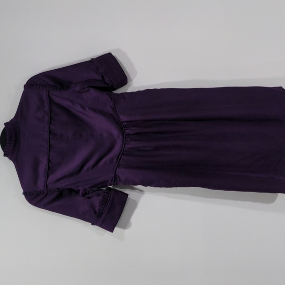 Aidan by Aidan Mattox Purple Silk Dress with Green Lining Size 0 Ruffle Blouson - Picture 8 of 10